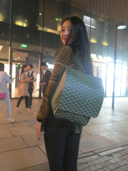 Shasha et son sublime Goyard. Et pourtant, je deteste les sacs a dos!