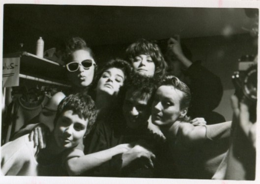 Summer collection 1984 I think. Julie Wolf, Alva Chinn, Janice Dickinson, Tara Shannon, Zuleika and Azzedine hiding in the middle. 