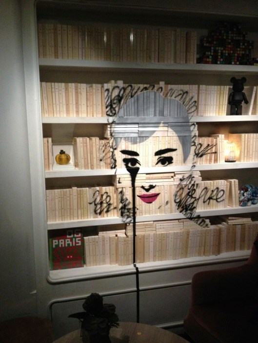 Audrey on the chic walls of über-trendy Bibo in Hong Kong. 