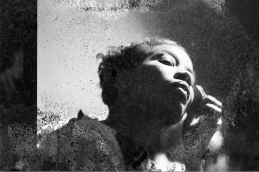 Mounia, part of the "Makeup" installation. In those forgotten times, the models actually did their own makeup. Real pros, they knew their faces better than anybody and spent their free time fixing their makeup. 