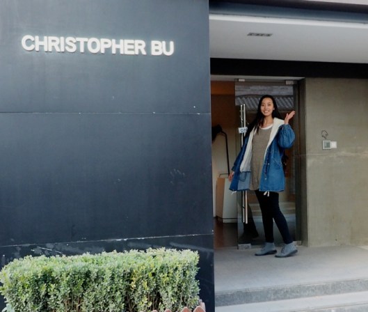 Next stop: Christopher Bu. His line of whimsical cute clothes were perfect for her. 